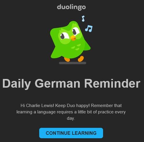 Duolingo daily German reminder